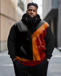 Big & Tall Colorblock Graphic Hoodie Sweatpants Set for big men