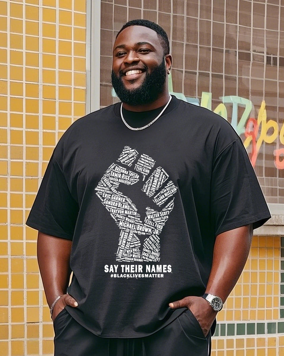 Big & Tall Black Juneteenth T-Shirt Shorts Set for big men view 2