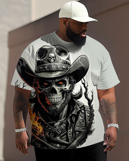 Big & Tall Graphic Streetwear Skull T-Shirt Pants Set for big men view 2
