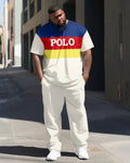 Big & Tall Colorblock T-Shirt Pants Set for big men view 1