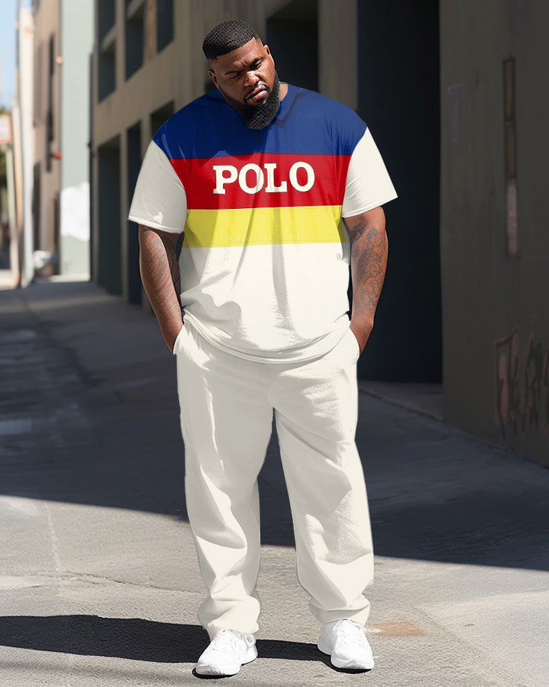 Big & Tall Colorblock T-Shirt Pants Set for big men view 1
