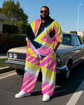 Big & Tall Geometric T-Shirt Pants Set for big men view 2