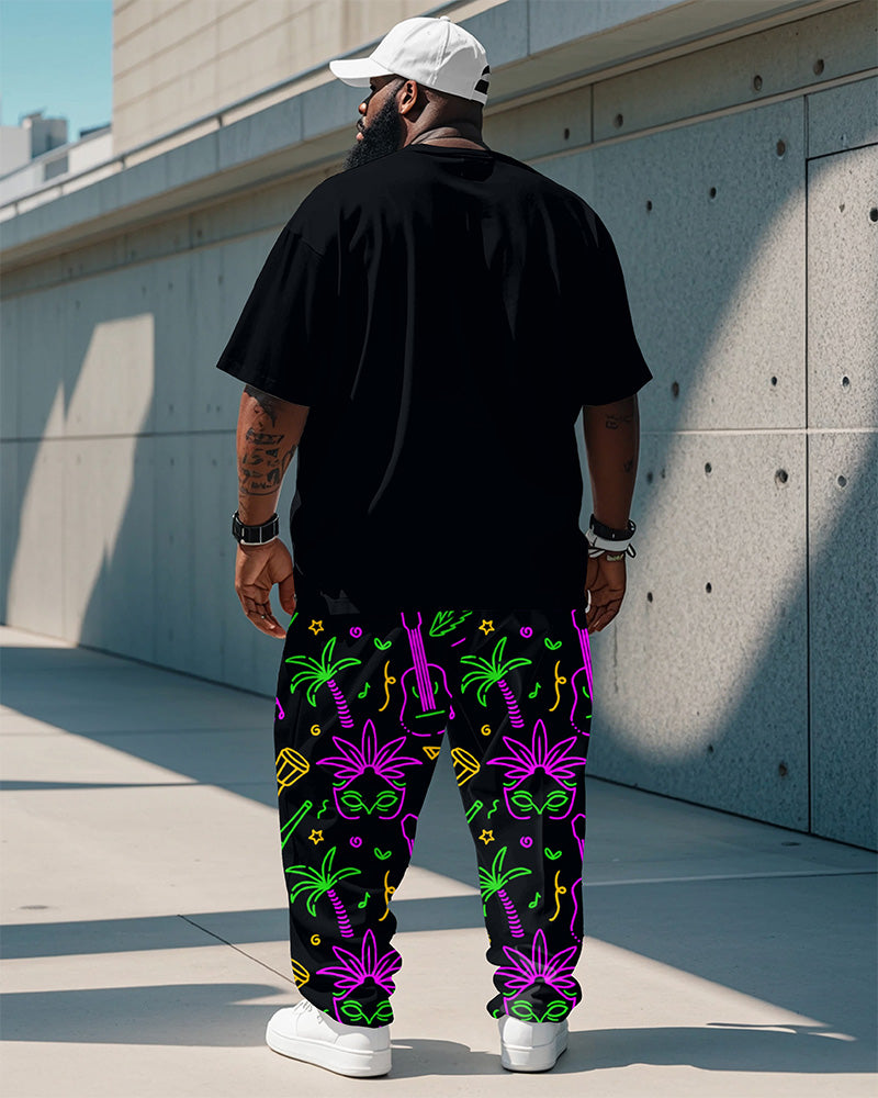 Big & Tall Graphic T-Shirt Pants Set for big men view 4