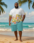 Big & Tall Hawaiian Graffiti T-Shirt Shorts Set for big men view 1