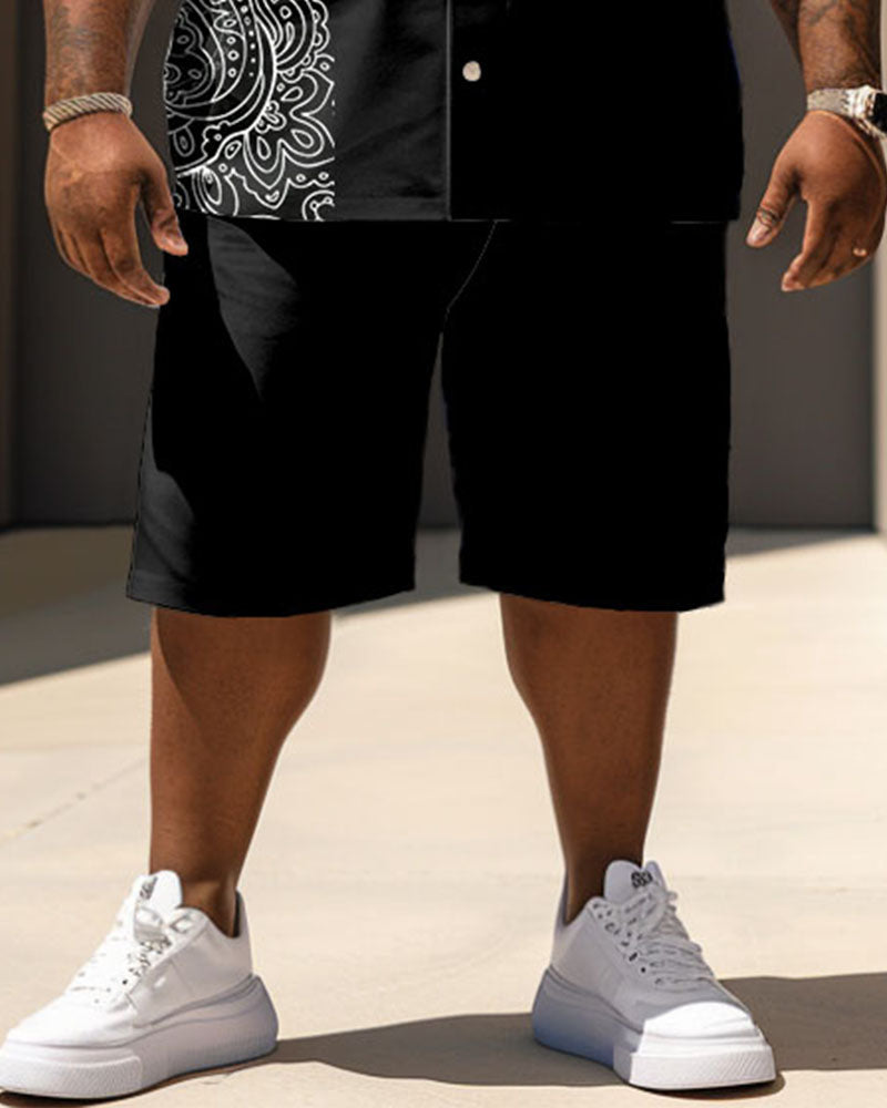 Big & Tall Graphic Vintage T-Shirt Shorts Set for big men view 3