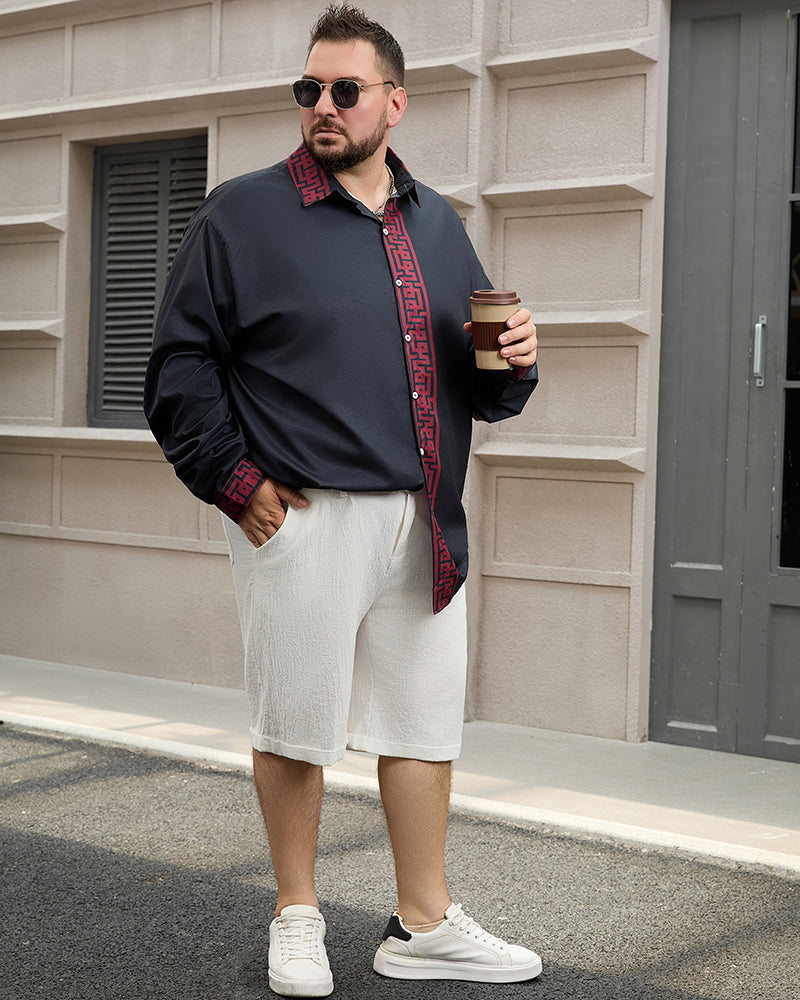 Big & Tall Business Casual Streetwear Shirt Pants Set for big men view 4