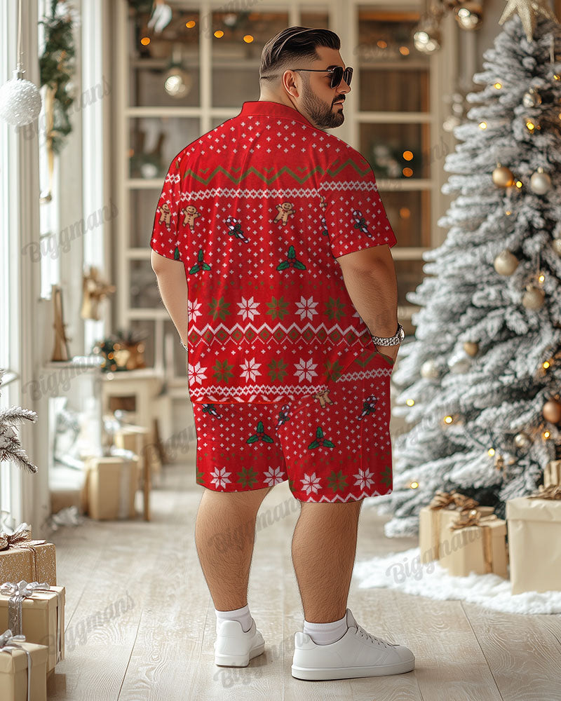 Big & Tall Red Graphic T-Shirt Shorts Set for big men view 2