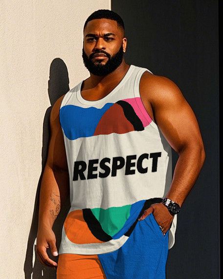 Big & Tall Colorblock Vest Pants Set for big men view 2