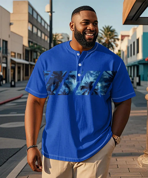 Big & Tall Blue Hawaiian Graphic T-Shirt for big men view 1