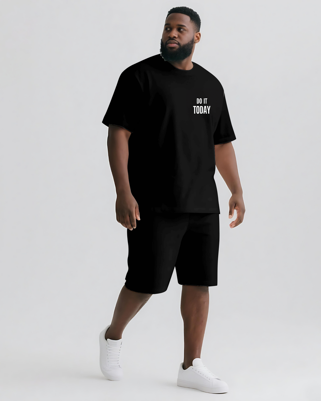 Big & Tall Graphic Streetwear Two-piece Set for big men view 2