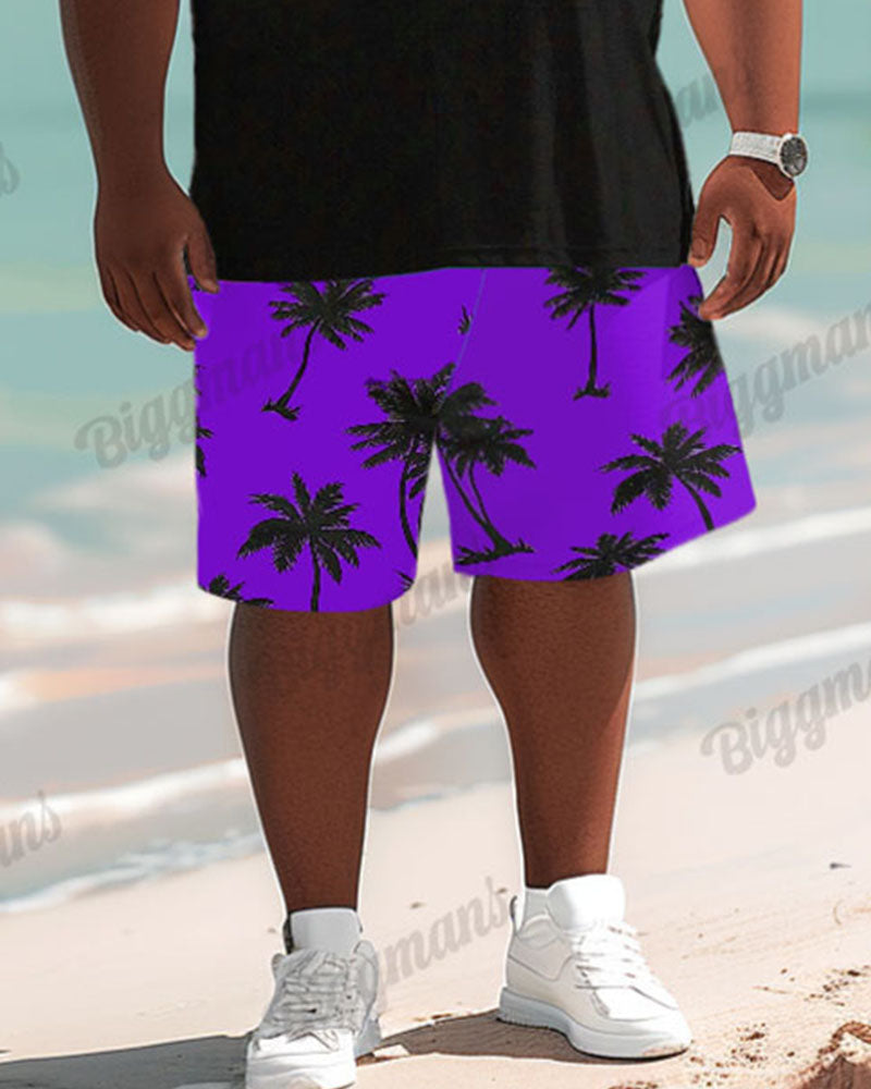 Big & Tall Yellow Hawaiian T-Shirt Shorts Set for big men view 5