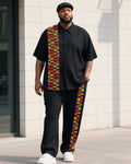 Big & Tall Striped T-Shirt Pants Set for big men view 1