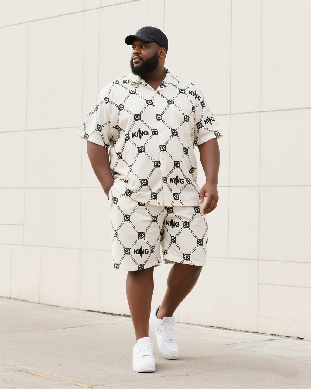 Big & Tall Graphic T-Shirt Shorts Set for big men view 1