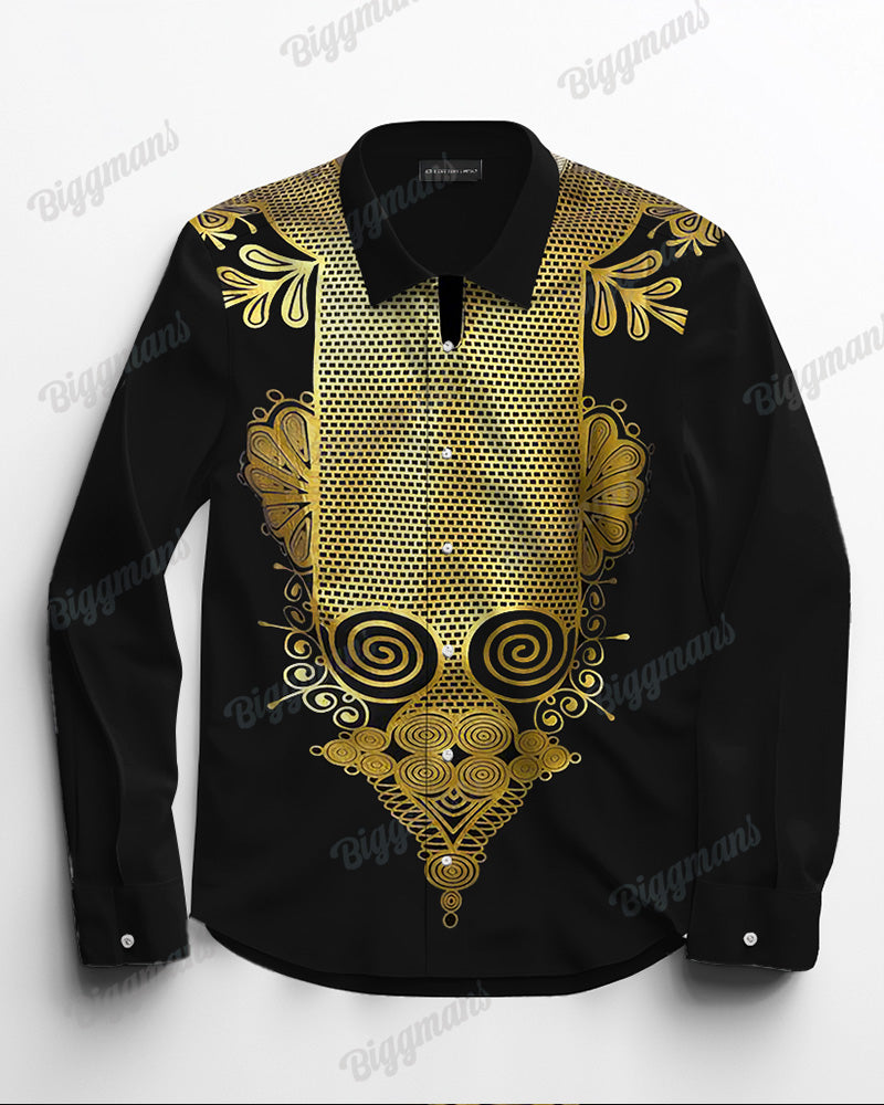 Big & Tall Black Business Casual Long Sleeve Shirt for big men view 2