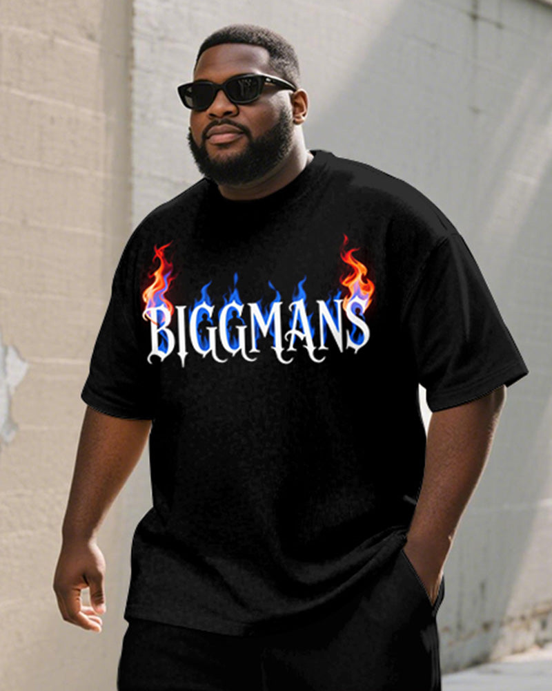 Big & Tall Gradient Graphic T-Shirt Shorts Set for big men view 2