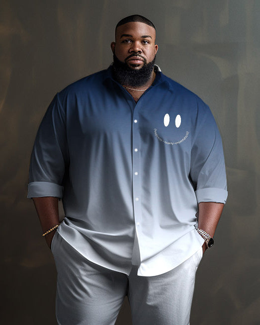 Big & Tall Gradient Graphic Smiley Shirt Pants Set for big men view 2