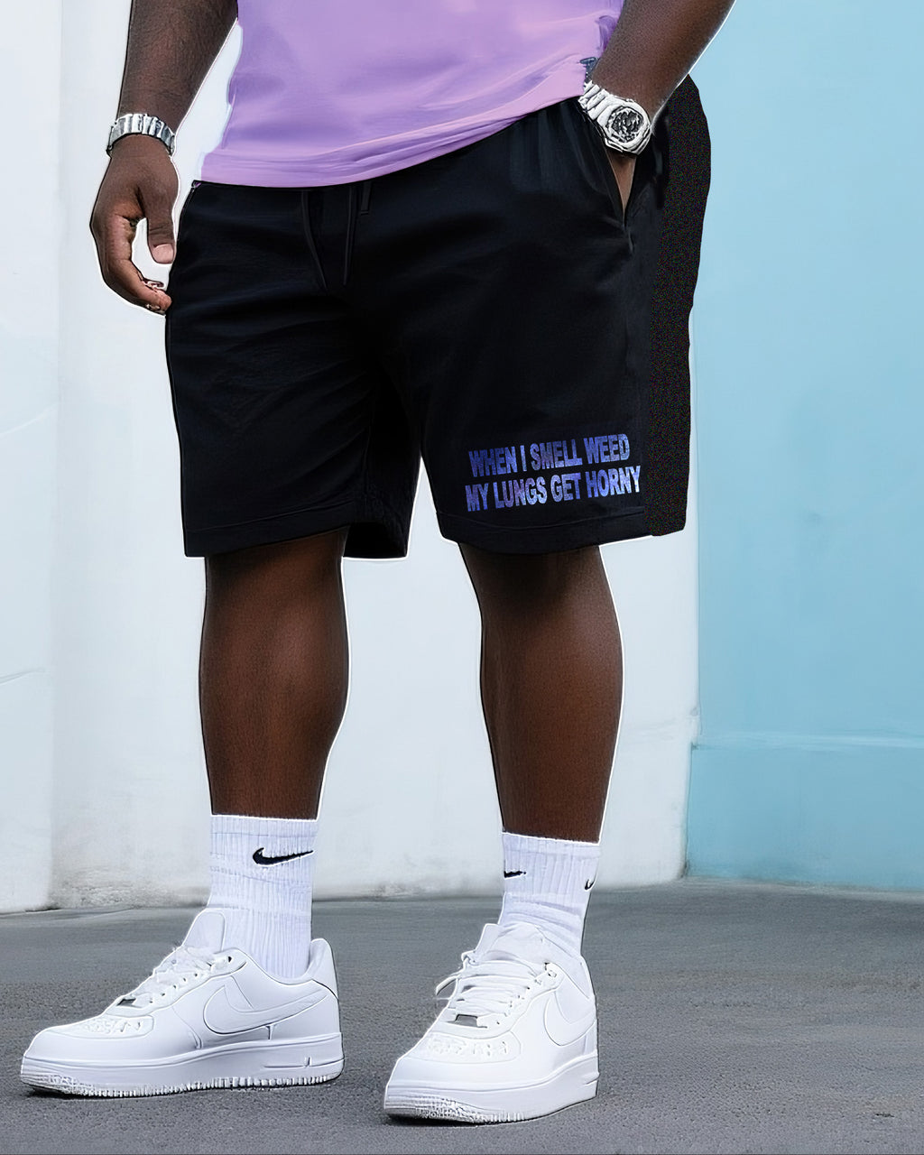 Big & Tall Streetwear T-Shirt Shorts Set for big men view 3