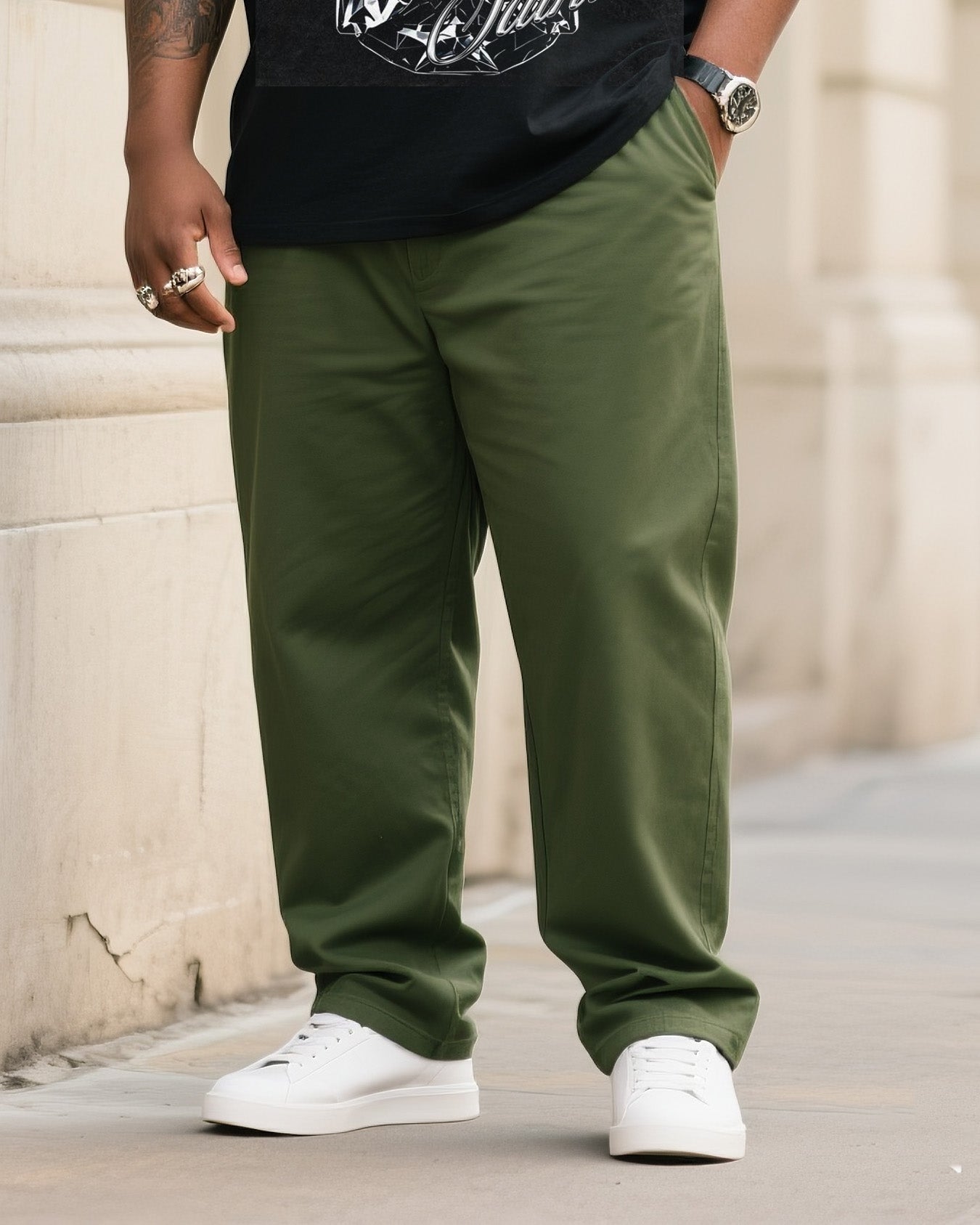 Big & Tall Streetwear Skull T-Shirt Pants Set for big men view 3