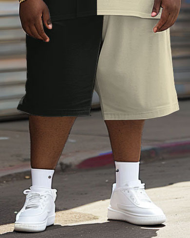 Big & Tall Graphic Streetwear T-Shirt Shorts Set for big men view 4