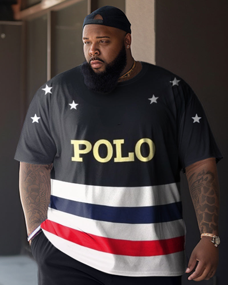 Big & Tall Colorblock Striped Two-piece Set for big men view 2