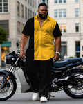 Big & Tall Black Yellow T-Shirt Pants Set for big men view 1