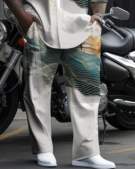 Big & Tall Colorblock Shirt Pants Set for big men view 3