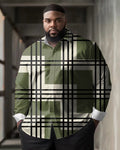 Big & Tall Plaid Shirt Pants Set for big men