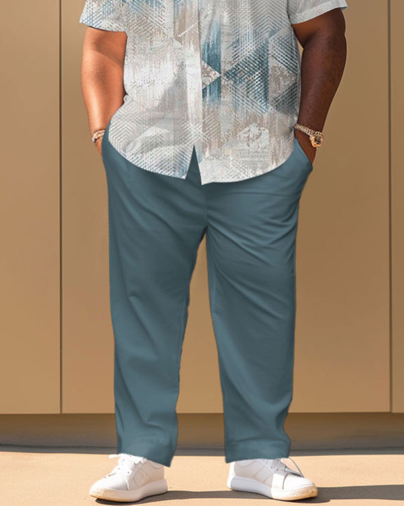 Big & Tall Geometric Striped Graphic Jeans for big men view 3