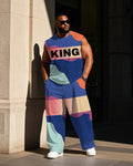 Big & Tall Colorblock Graphic Vest Pants Set for big men view 1