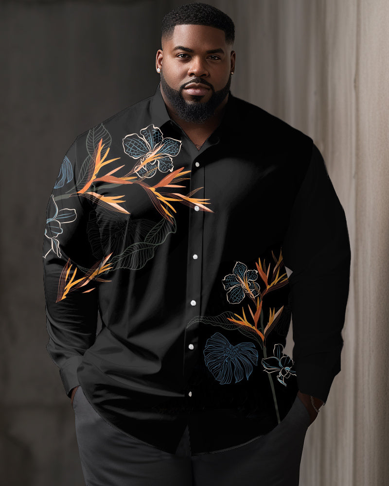 Big & Tall Floral Long Sleeve Shirt for big men