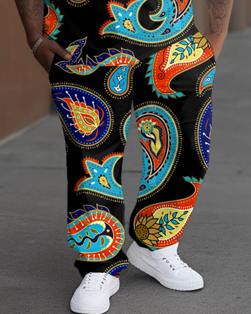 Big & Tall Graphic Floral T-Shirt Pants Set for big men view 3
