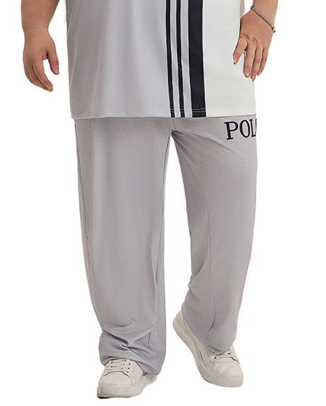 Big & Tall White Gray Colorblock T-Shirt Pants Set for big men view 3
