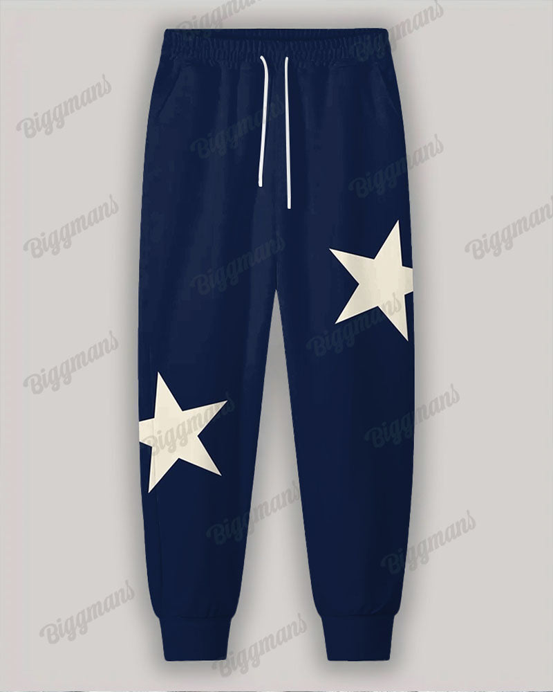 Big & Tall Blue Graphic Hoodie Sweatpants Set for big men view 4