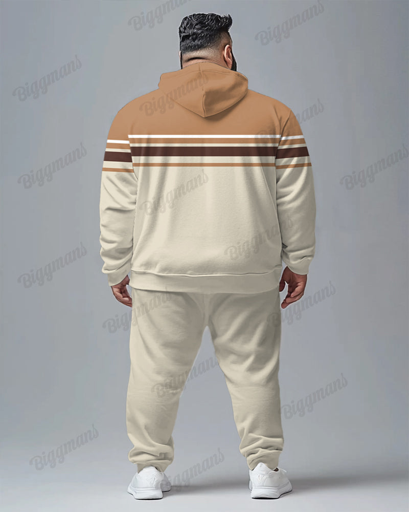 Big & Tall Colorblock Striped Hoodie Sweatpants Set for big men view 4