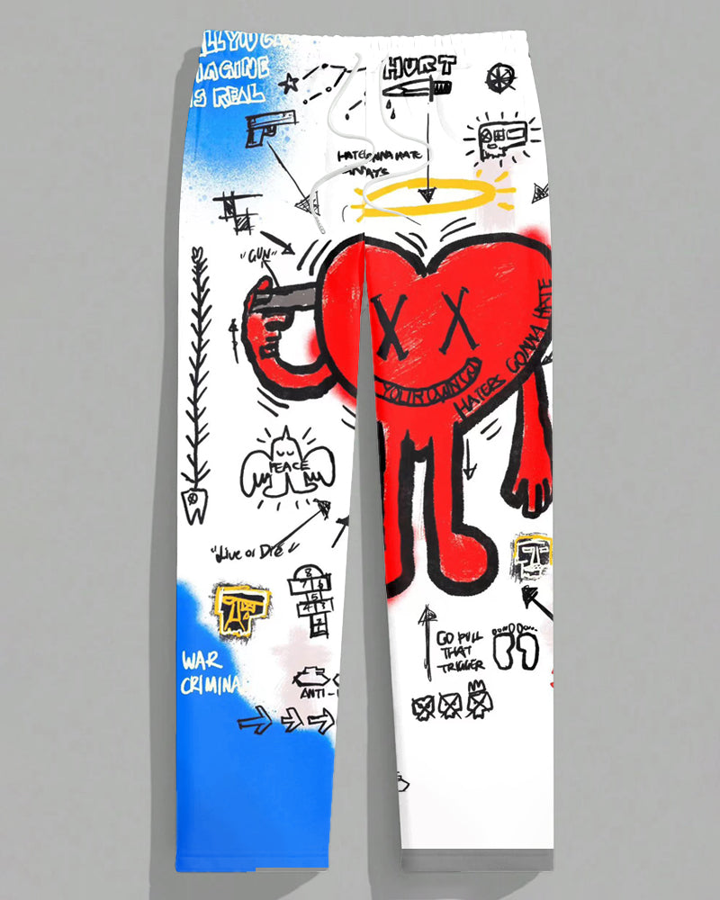 Big & Tall Graphic Graffiti Hoodie Sweatpants Set for big men view 3
