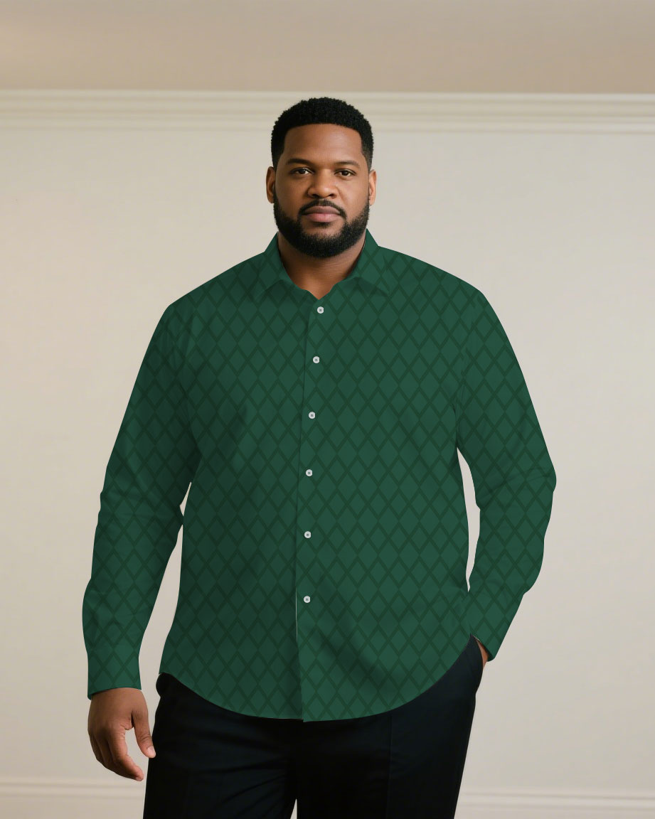 Big & Tall Black Khaki Long Sleeve Shirt for big men view 1