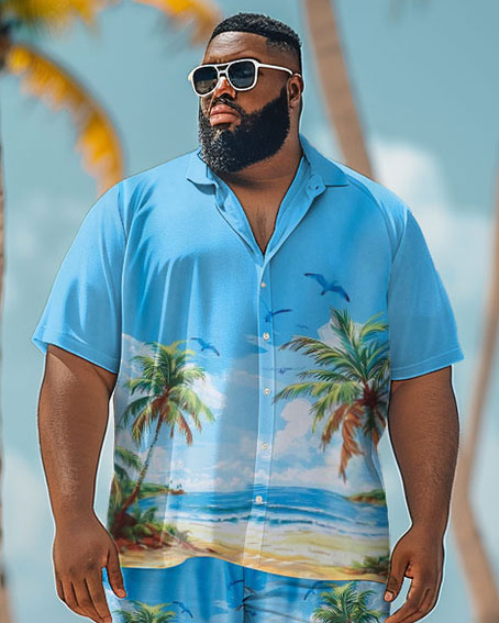 Big & Tall Hawaiian Graphic Jeans for big men view 2