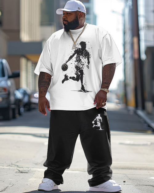 Big & Tall Geometric Streetwear T-Shirt Pants Set for big men view 1