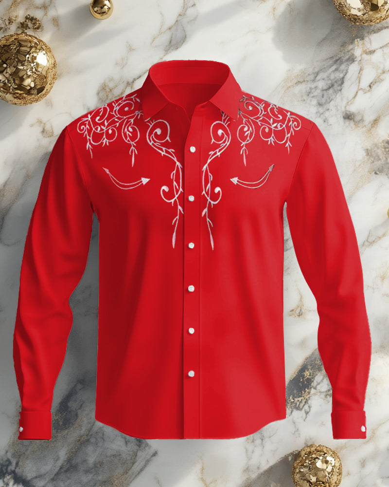 Big & Tall Western Denim Long Sleeve Shirt for big men view 2