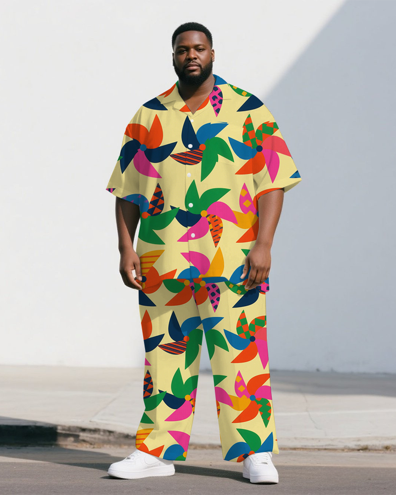 Big & Tall Graffiti Streetwear T-Shirt Pants Set for big men view 1
