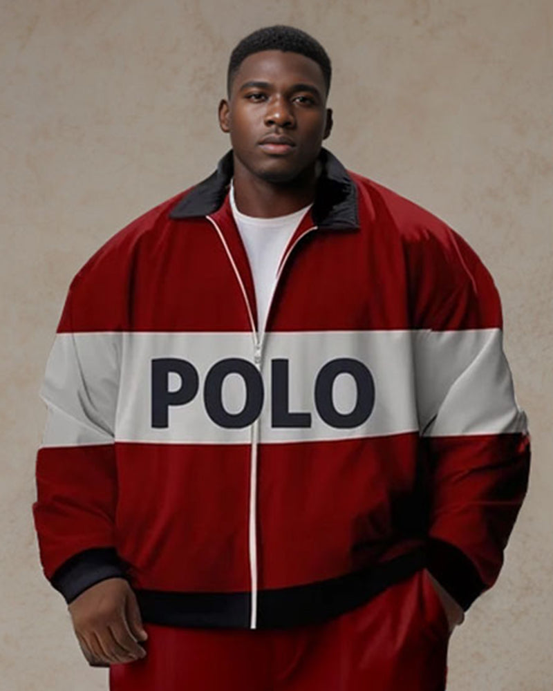 Big & Tall Red Graphic Hoodie Sweatpants Set for big men view 2