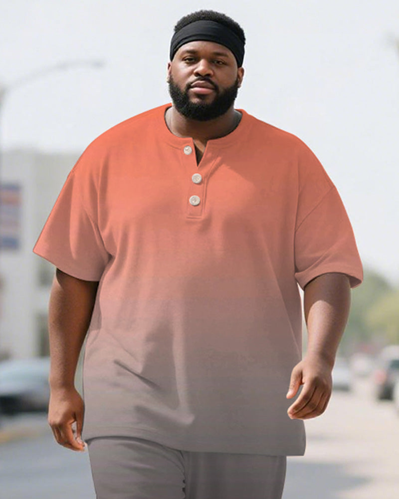 Big & Tall Red Gray Gradient T-Shirt Pants Set for big men view 2