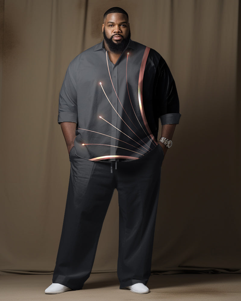Big & Tall Gradient Geometric T-Shirt Pants Set for big men view 1