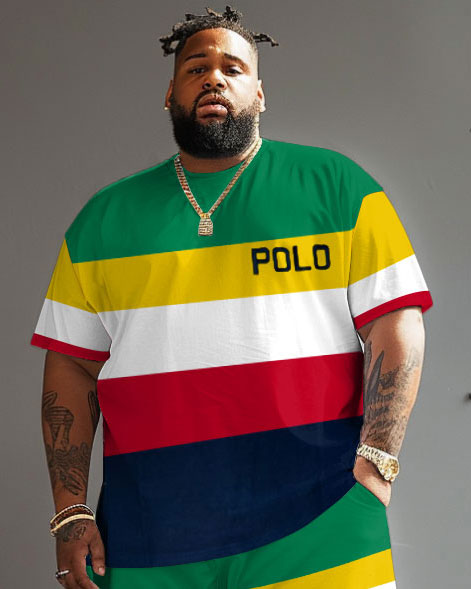 Big & Tall Colorblock T-Shirt Shorts Set for men view 2