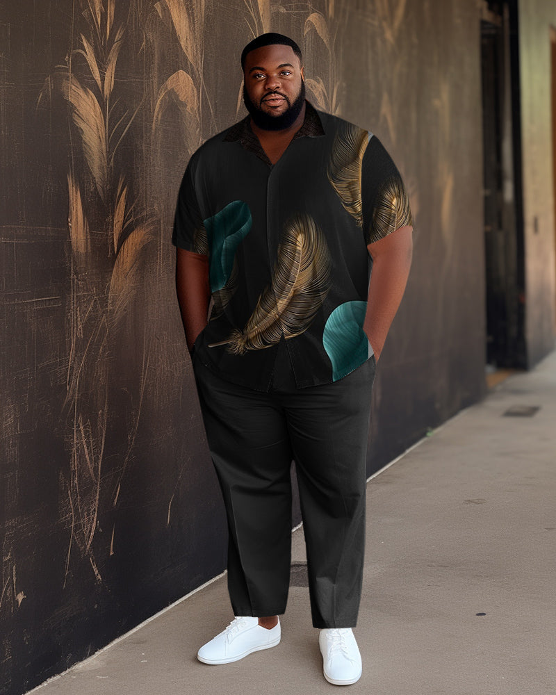 Big & Tall Black Gradient T-Shirt Pants Set for big men view 1