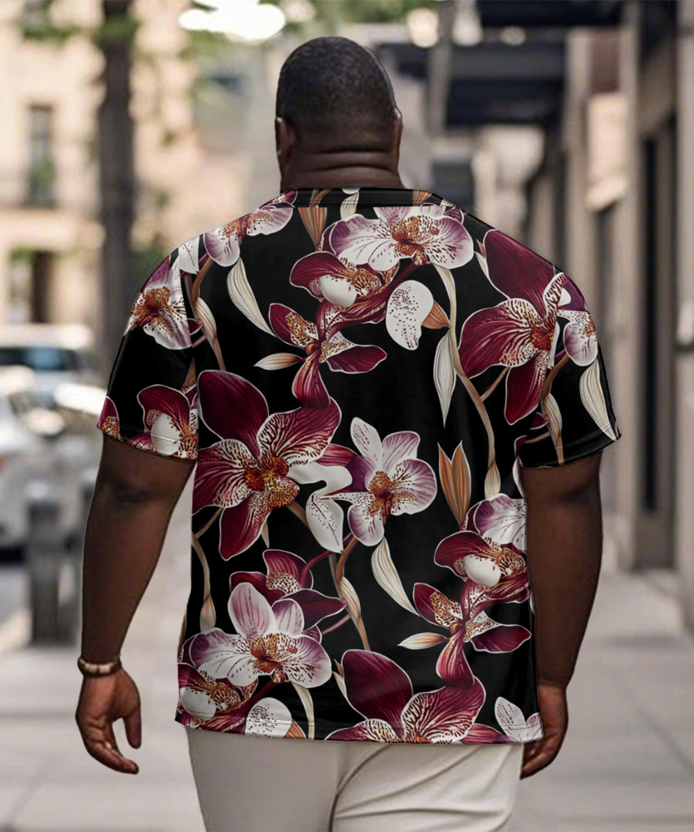 Big & Tall Hawaiian Graphic Floral T-Shirt for big men view 2