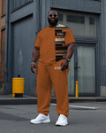 Big & Tall Colorblock Plaid Graphic T-Shirt Pants Set for big men view 1