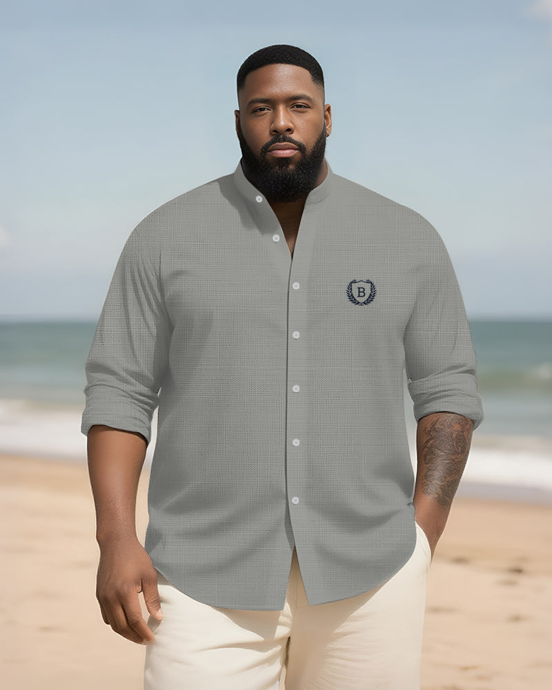 Big & Tall Graphic Patchwork Long Sleeve Shirt for big men view 6