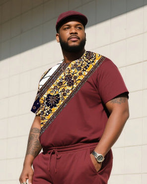 Big & Tall Patchwork Two-piece Set for big men view 2