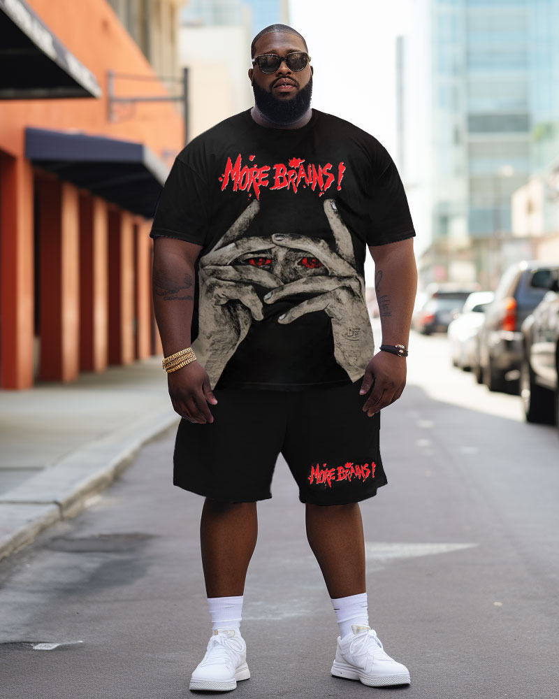 Big & Tall Skull T-Shirt Shorts Set for big men view 1
